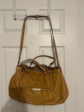 b. makowsky Mustard Leather Shoulder Bag